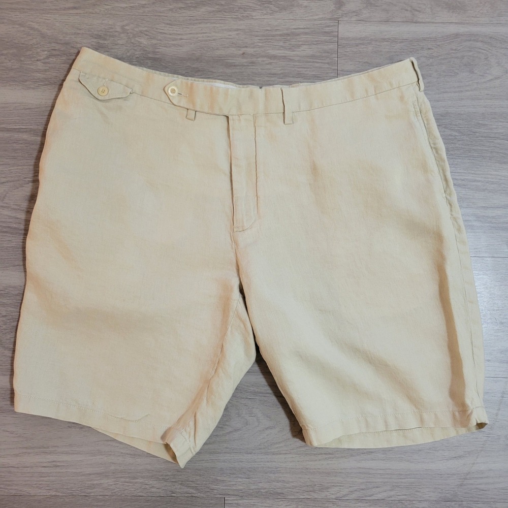 Polo Ralph Lauren Bradbury Fit Tan Beige 100% Linen Shorts Mens Tag 42(41x10.5)